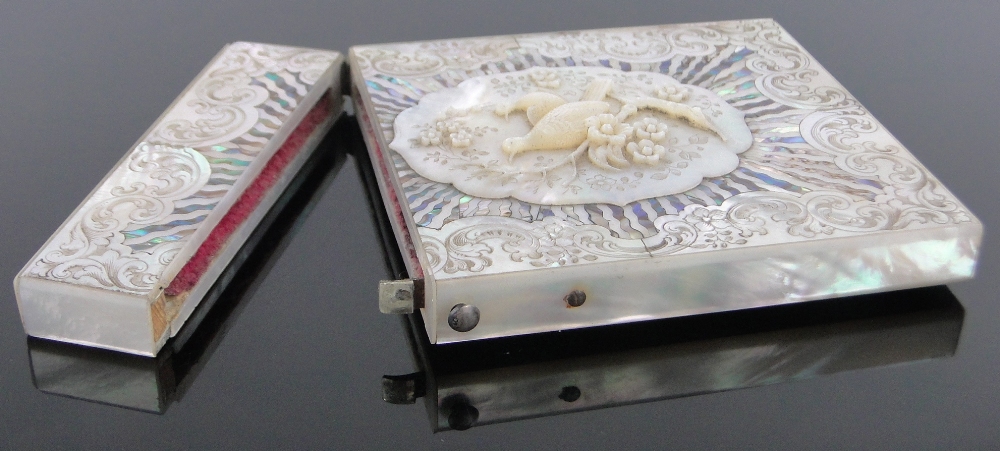 A fine quality Victorian mother of pearl and abalone card case, - Image 9 of 13