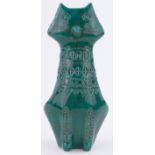 A Bitossi Italian pottery deep sea green cat, height 30cm.