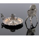 A Dutch silver doll's chamberstick, import marks Chester 1902,