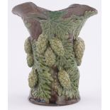 A Rye Pottery Hopware vase, height 12cm, rim diameter 10cm, rim restored.