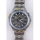 A gent's Citizen Eco-drive Skyhawk wristwatch, titanium case and strap, case width 45mm,