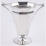An Edwardian Art Nouveau silver 2-handled vase, of tapered octagonal form by Elkington & Co.