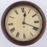 A Victorian mahogany cased dial wall clock, with brass fusee movement, diameter 38cm.