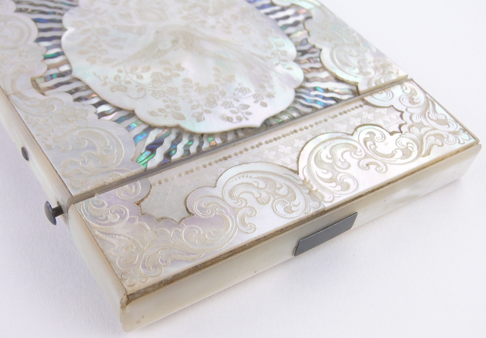 A fine quality Victorian mother of pearl and abalone card case, - Image 10 of 13