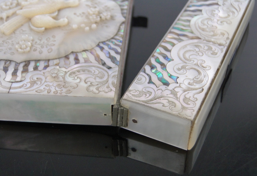 A fine quality Victorian mother of pearl and abalone card case, - Image 8 of 13