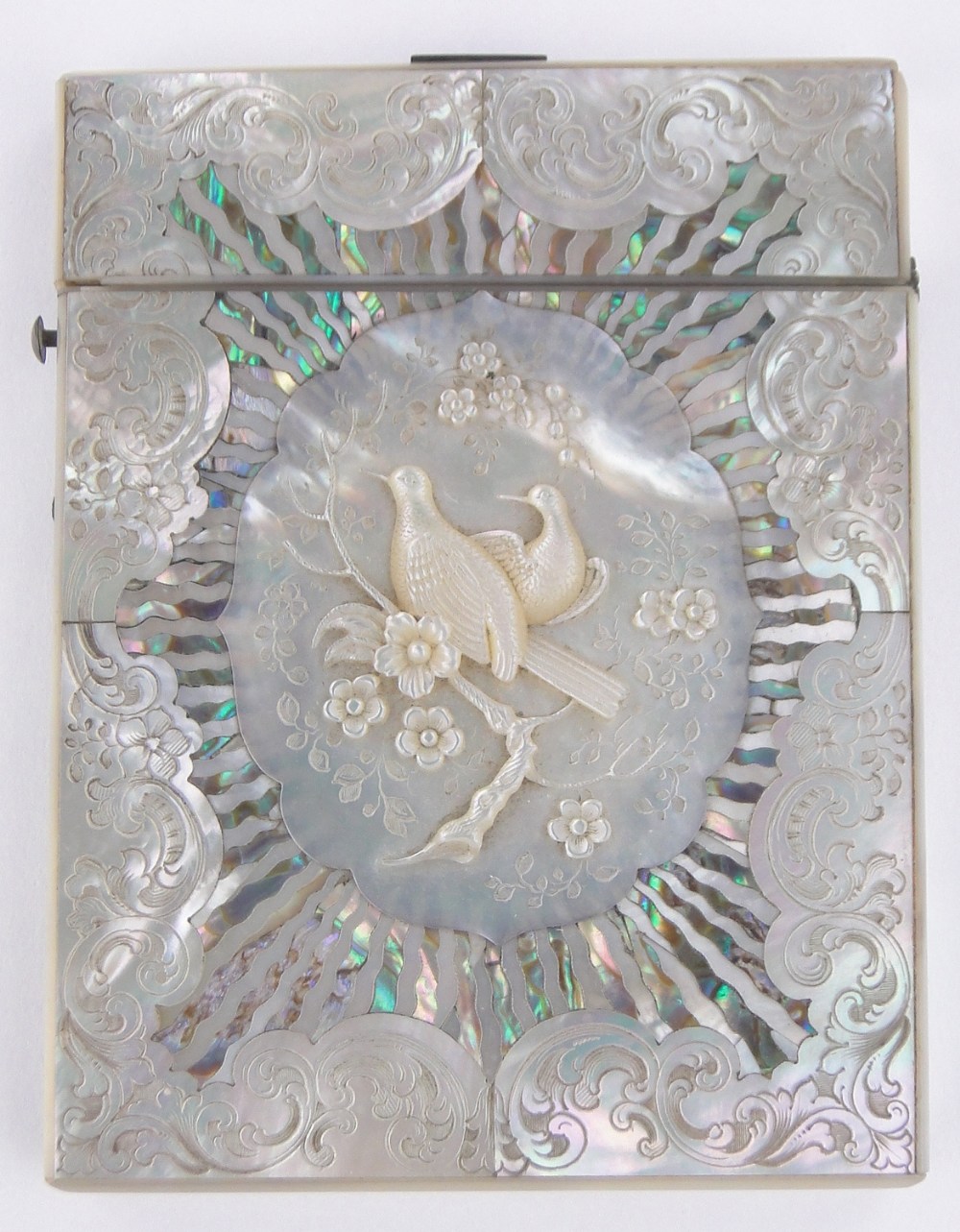 A fine quality Victorian mother of pearl and abalone card case,