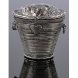 An Antique Dutch silver marriage box in the form of a basket of flowers, Dutch hallmarks,