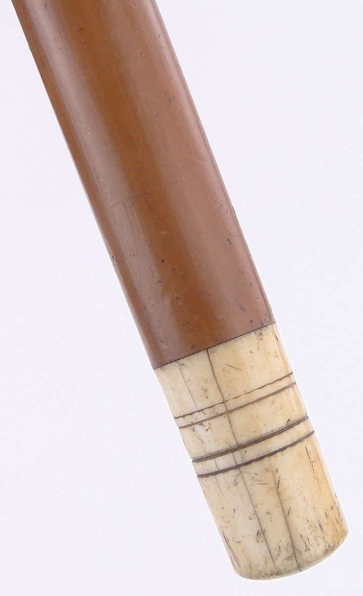 An 18th/19th century ivory handled Malacca walking stick, - Image 4 of 5