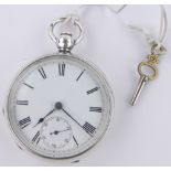 A Waltham silver cased keywind pocket watch, circa 1900, case width 55mm, working order.