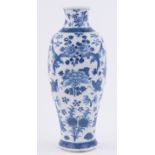 An Antique Chinese blue and white porcelain vase, hand-painted exotic birds and flowers,