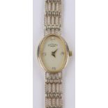 A lady's Rotary 9ct gold cased wristwatch, 9ct gatelink strap, case width 15mm, gross weight 15.9g.