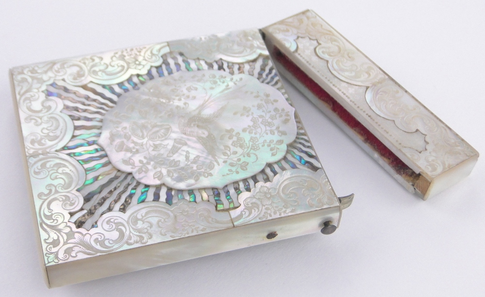 A fine quality Victorian mother of pearl and abalone card case, - Image 2 of 13