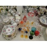 Crown Staffordshire teaset and matching breakfast ware and a quantity of drinking glasses, etc.