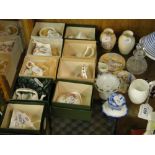 Boxed Hammersley miniature ornaments, and other small vases, scent bottle, etc.