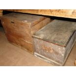 2 Antique pine boxes.