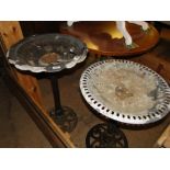 2 Metal garden bird baths.