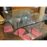 A Danny Lane glass "Shell" coffee table by Fiam of Italy, 1989, base marked Fiam, Italy,