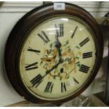 An Antique wall clock with painted Goldfinch decoration.