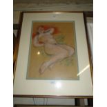 Audrey Lanceman (born 1931), coloured pastels, reclining nude, signed, 17" x 12.5", framed.