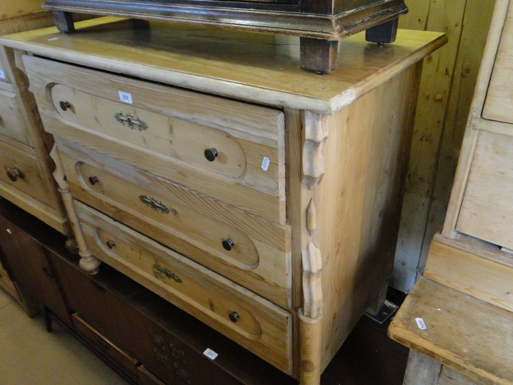 A continental pine 3-drawer chest.