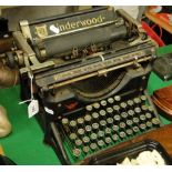 An early American Underwood typewriter.