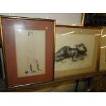 Early 20th century ink/watercolour, female nude, indistinctly signed, 10.5" x 6.