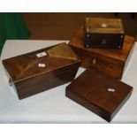 19th century sarcophagus tea caddy and 3 Antique boxes, (4).