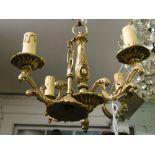 A 4 branch gilt brass chandelier.