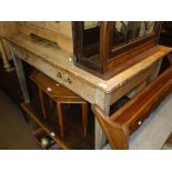 A pine kitchen table with 2 frieze drawers on square tapered legs, length 4'.