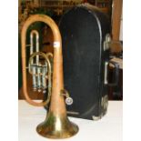 A Schenkelaars brass French horn in case.