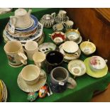 Coffee set, decorative cups and saucers and plates, etc.
