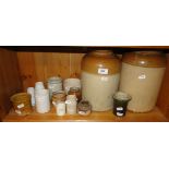 2 Stoneware jars and various small pots.