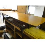 A mid century Dutch teak rectangular coffee table with drawer for Wébé, bears label to underside.