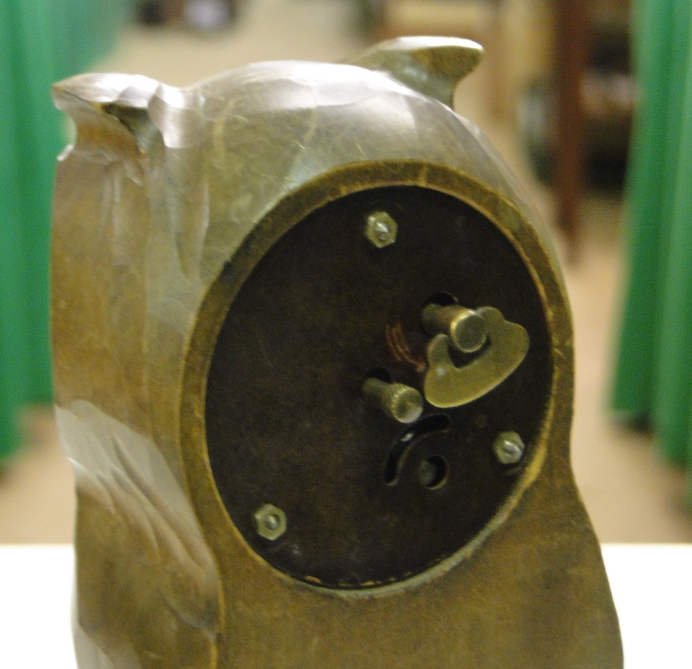 A Vintage carved wood owl clock with moving eyes. - Image 2 of 2