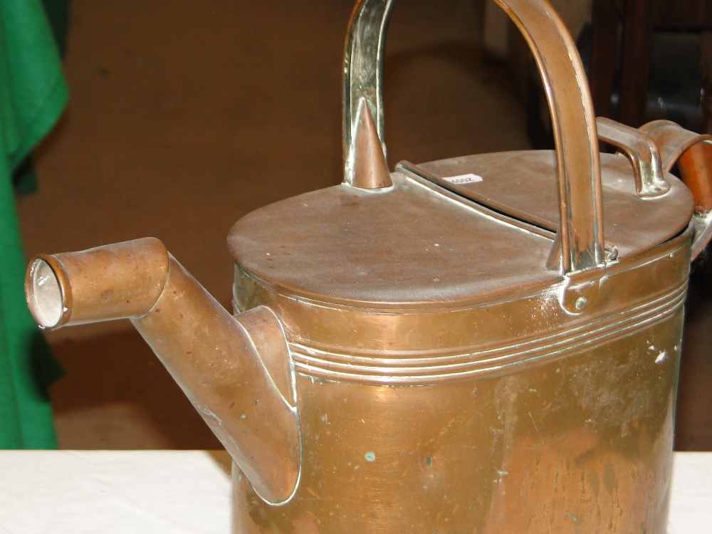 A large Victorian copper hot water can. - Image 2 of 2