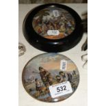 A framed Victorian Prattware pot lid and another, (2).