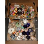 2 Boxes of Disney ornaments, teapots, etc.