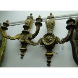 A pair of giltwood twin branch wall brackets.