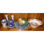 19th century Spode bowl, a Wedgwood Jasperware pot and cover and other decorative china.