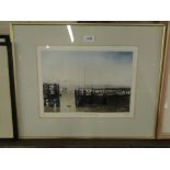 Gordon Miles, coloured etching, landing stage Rye harbour, signed in pencil, no. 81/100, p 9.