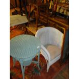 A Lloyd Loom circular 2-tier table, a chair, 2 other occasional tables, (4).