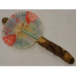 Unusual Antique painted paper fan.
