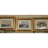 Frank Thompson, 3 coloured prints, estuary studies.