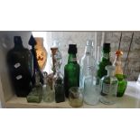 Vintage bottles, glass vase, etc.