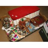 A box of sewing items.