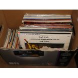 A box of LP records.