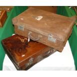 2 Vintage leather suitcases.