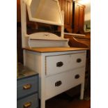 An Art Nouveau painted 2-drawer dressing table with swing mirror.