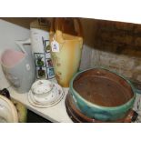 Coffee pot, vases, Art pottery dish, etc.