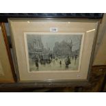 Michael Blaker, Limited Edition coloured etching, A Rainy Evening In London, 166/200,